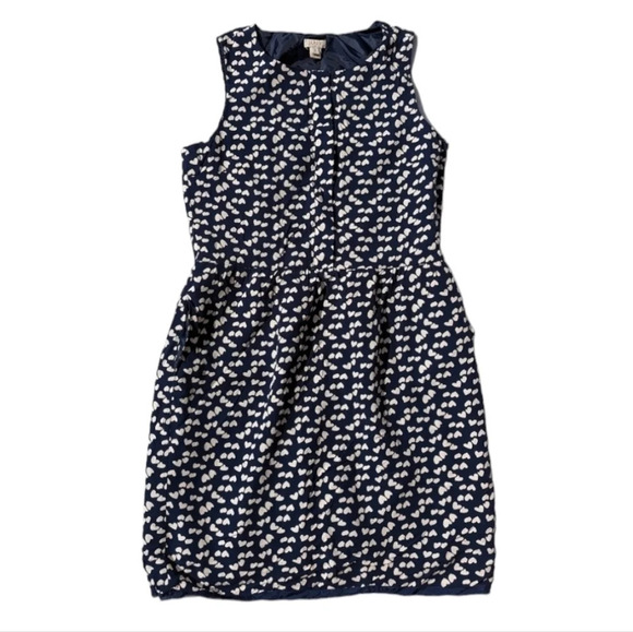 J Crew Navy Blue w. White Heart Print Tank Top Woman's Size 2 - Picture 1 of 8